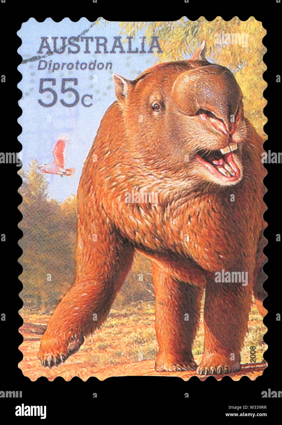 AUSTRALIA - CIRCA 2008: A stamp printed in Australia shows an Australia animal - Diprotodon, circa 2008. Stock Photo