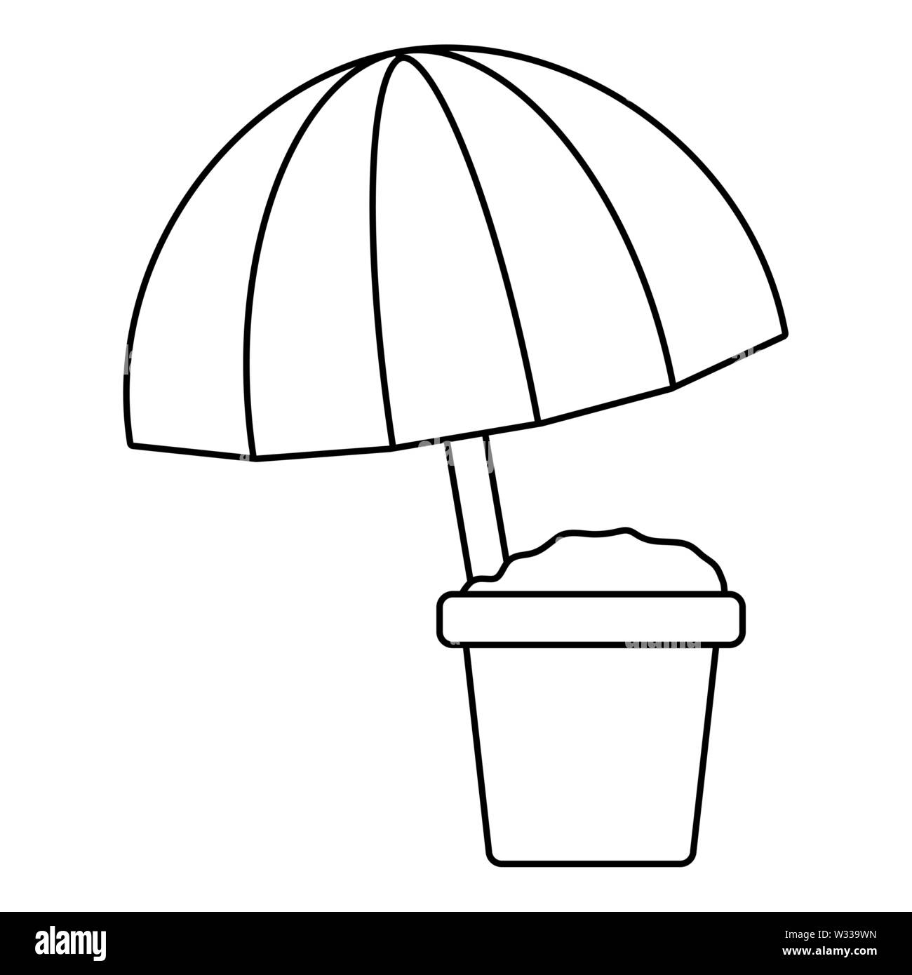 umbrella with bucket and sand vector illustration design Stock Vector