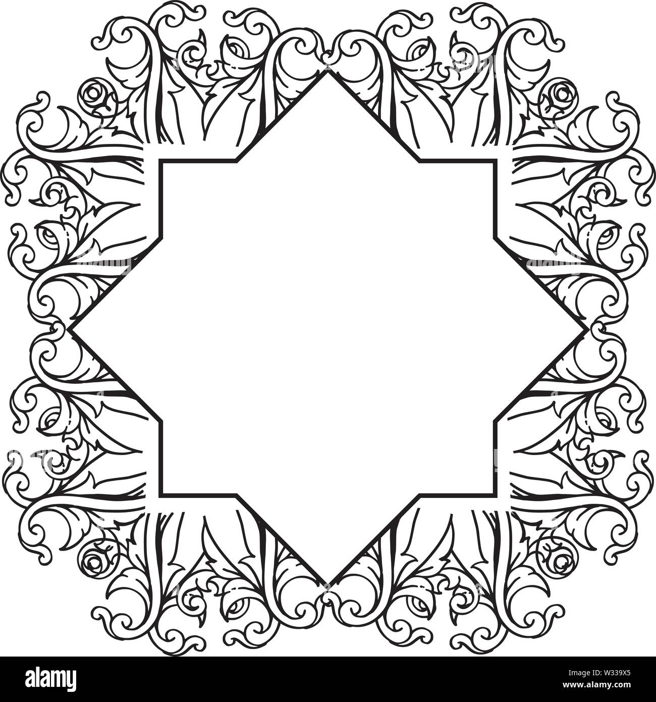 Elegant flower frame, for greeting card, decoration of art modern