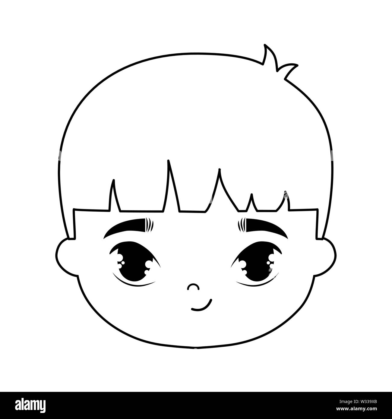 head of cute little boy avatar character vector illustration design ...