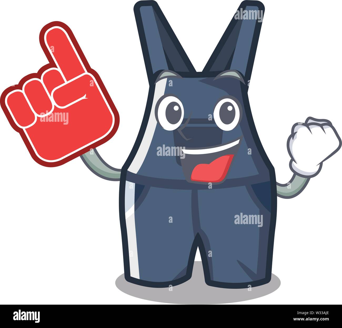 Foam finger cartoon overalls are placed in bag Stock Vector Image & Art