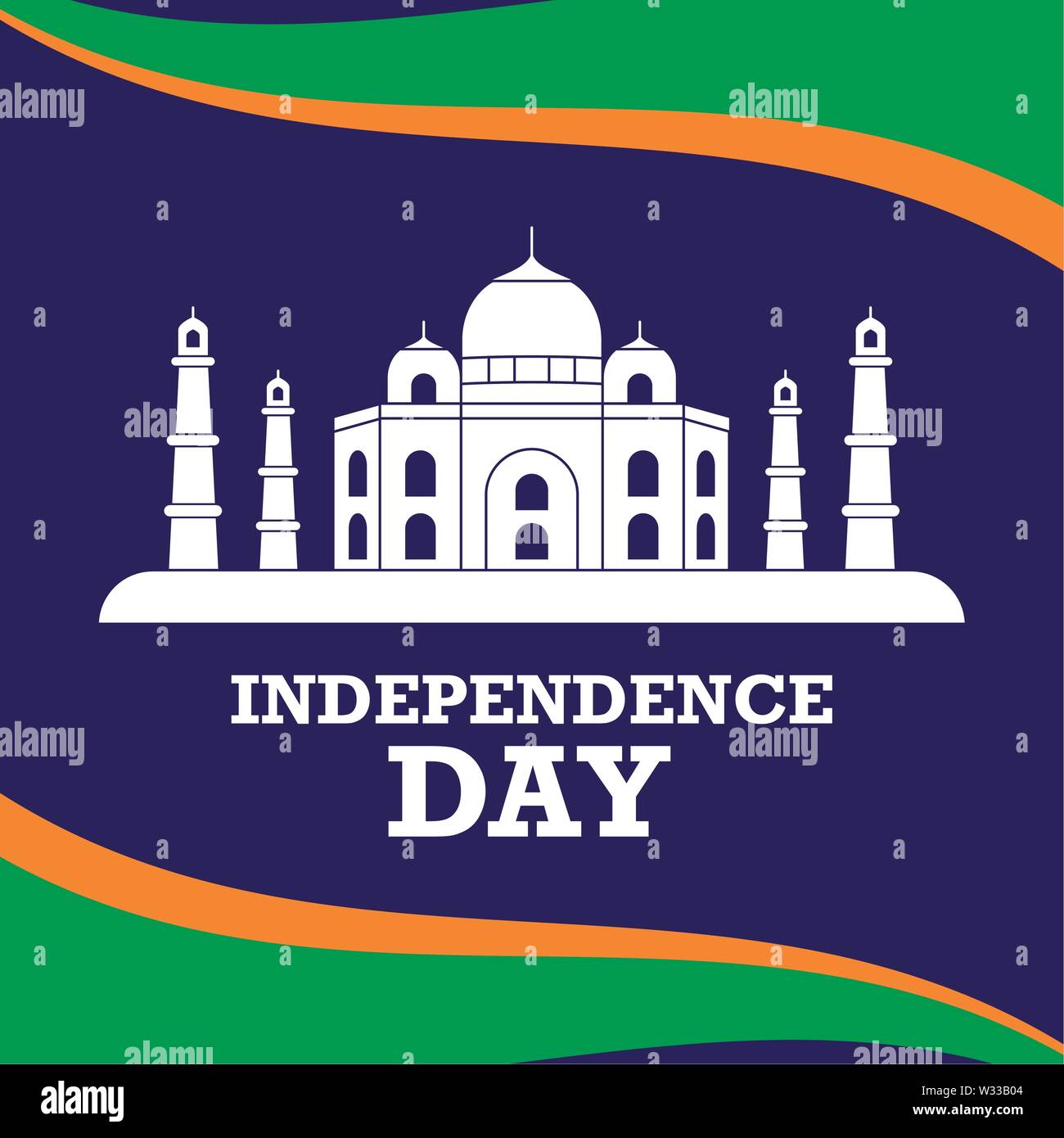 independence day indian label with taj mahal vector illustration design ...