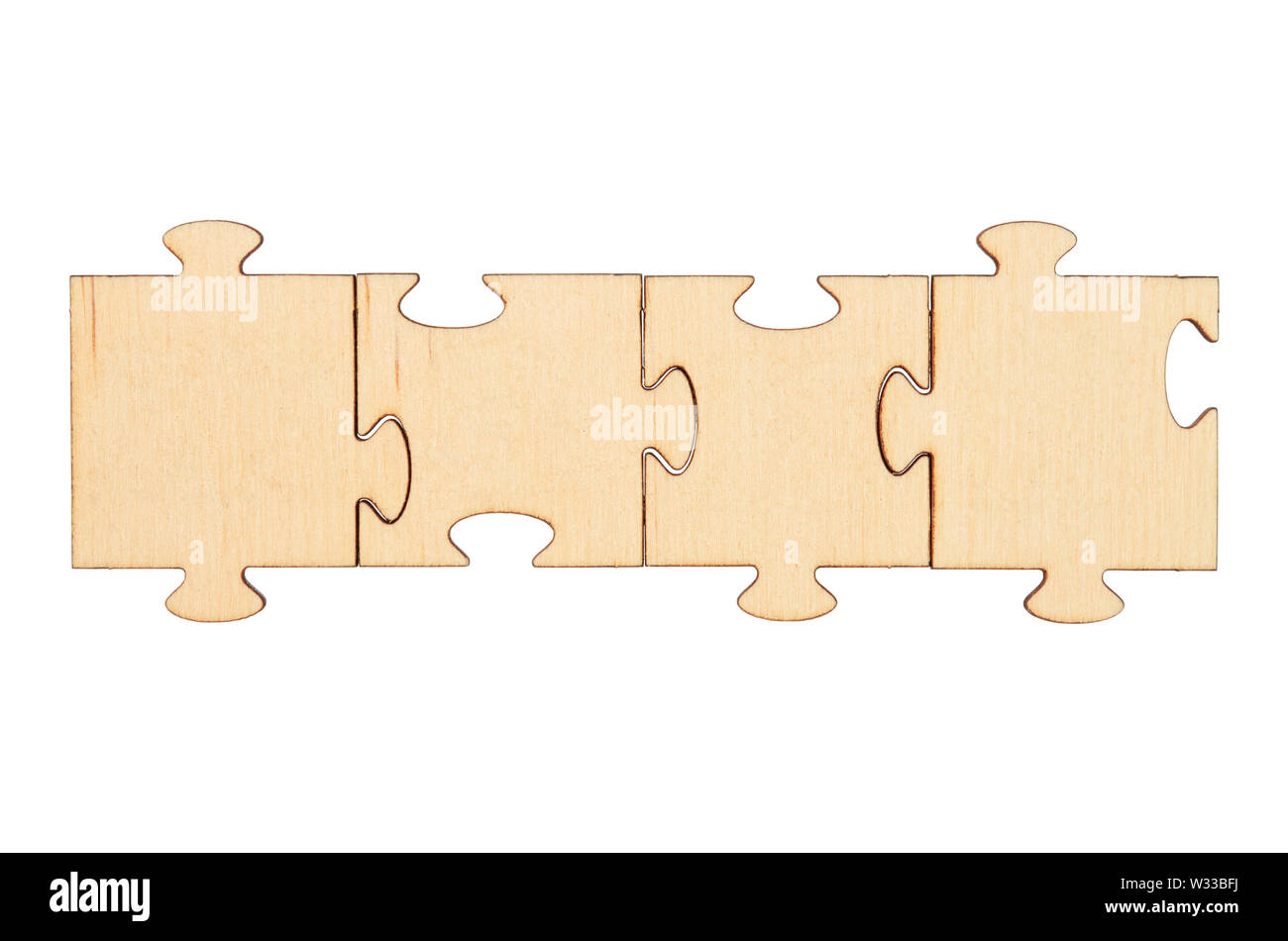 Wooden empty puzzles isolated on white background Stock Photo - Alamy