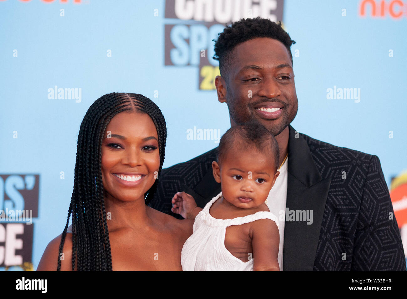 Santa Monica Ca 11th July 19 Gabrielle Union Kaavia James Union Wade And Dwyane Wade At Nickelodeon S Kids Choice Sports 19 At Barker Hangar In Santa Monica California On July 11 19