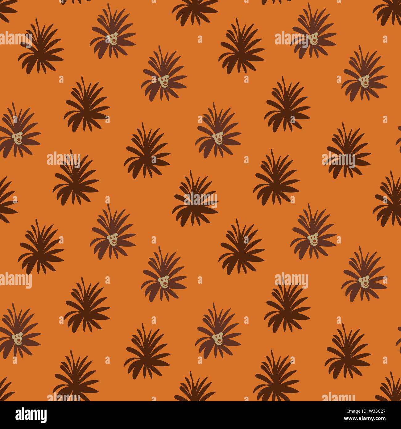 seamless vector pattern with friendly lion faces Stock Vector