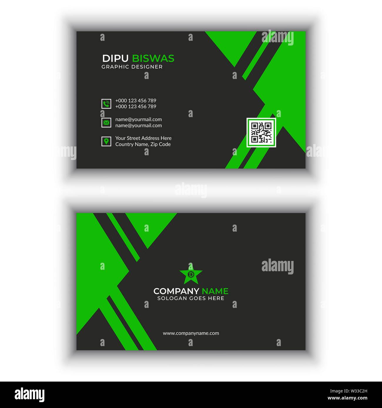 Green abstract business card Stock Vector