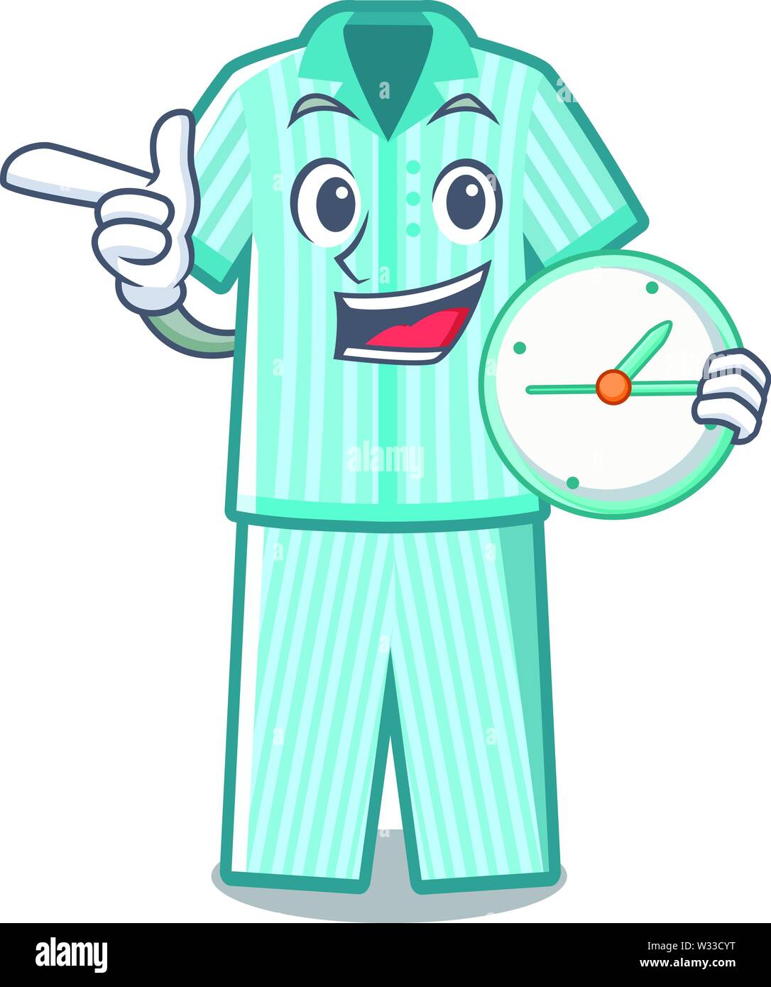 With clock pyjamas in the a mascot shape Stock Vector