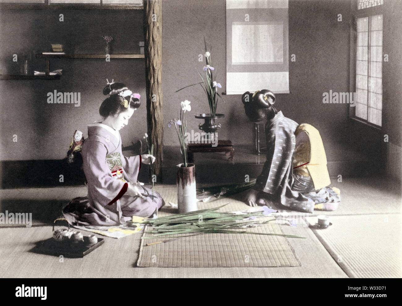 Japanese flower print vintage hi-res stock photography and
