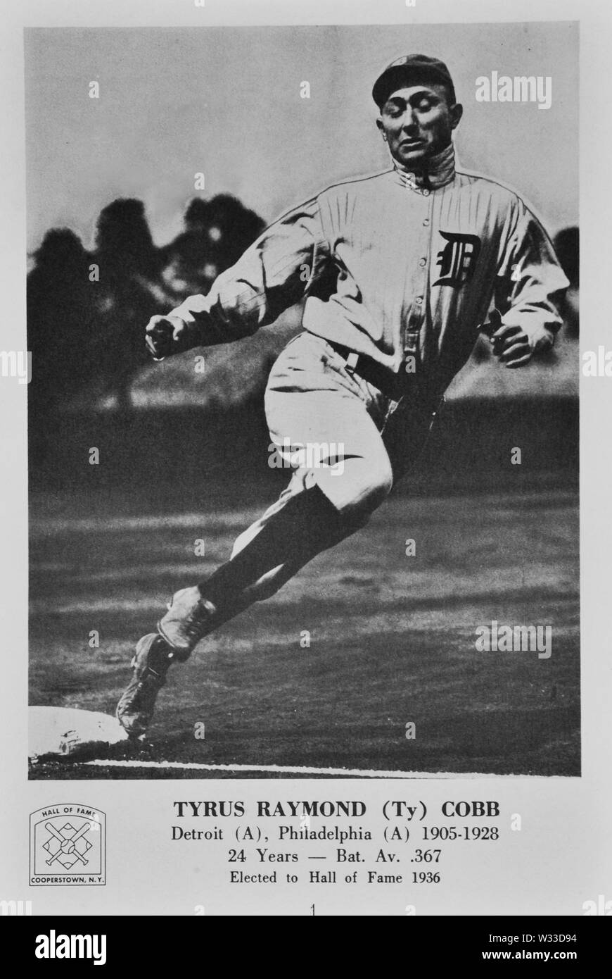 Ty Cobb of Detroit Tigers in souvenir photo Stock Photo