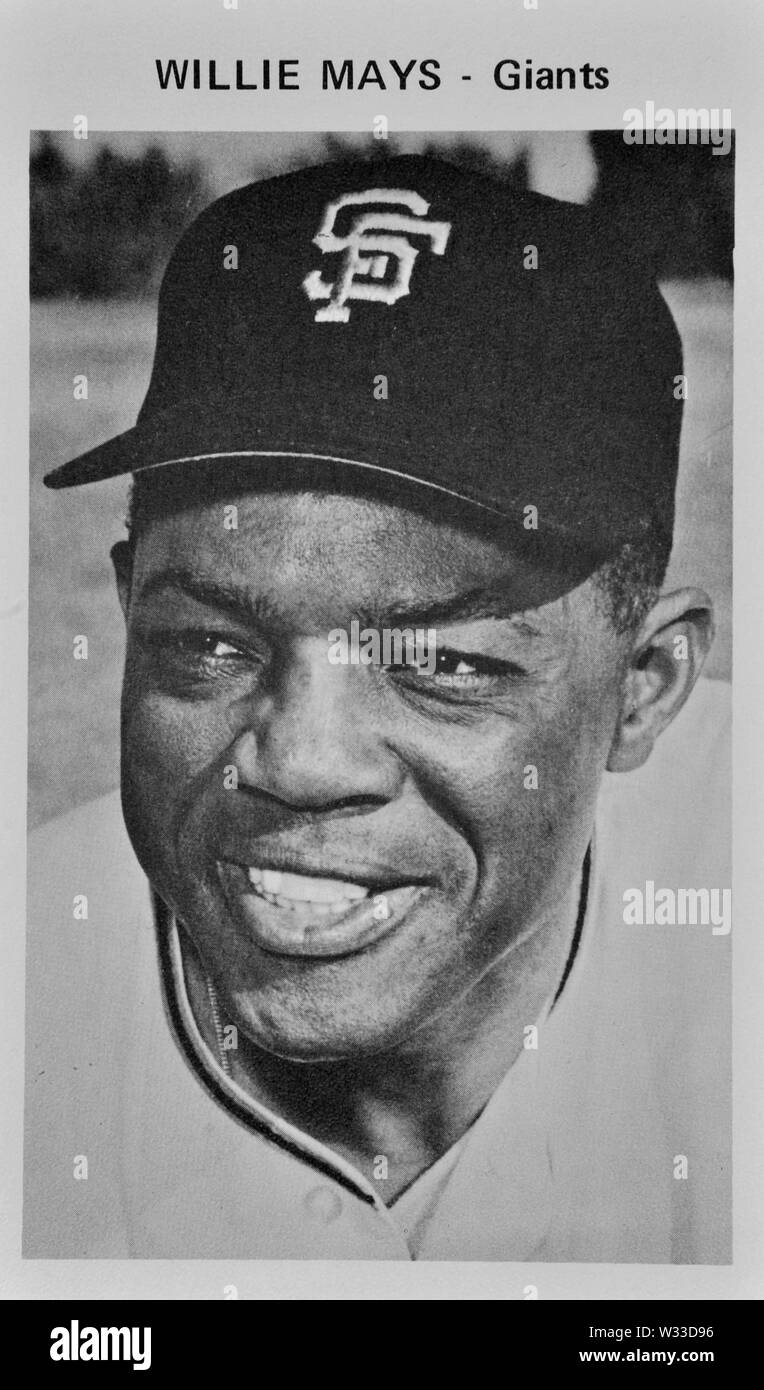 Willie Mays of the San Francisco Giants depicted on fan souvenir photo circa 1960s Stock Photo