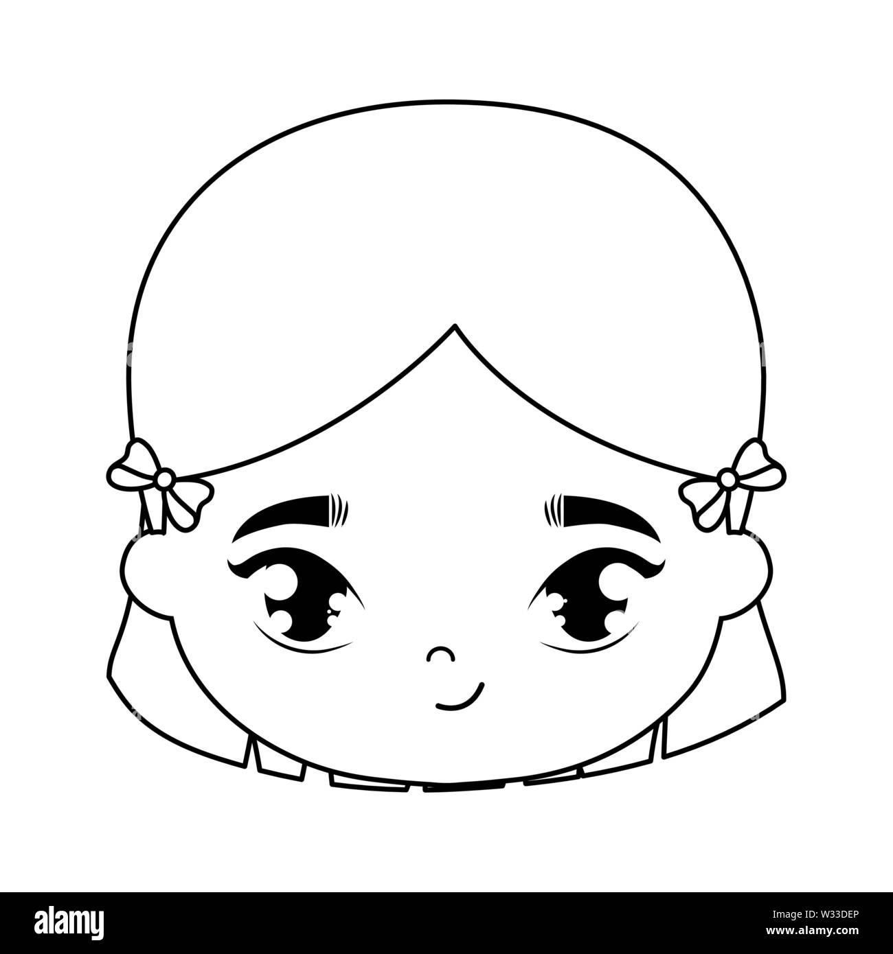 head of cute little girl avatar character vector illustration design
