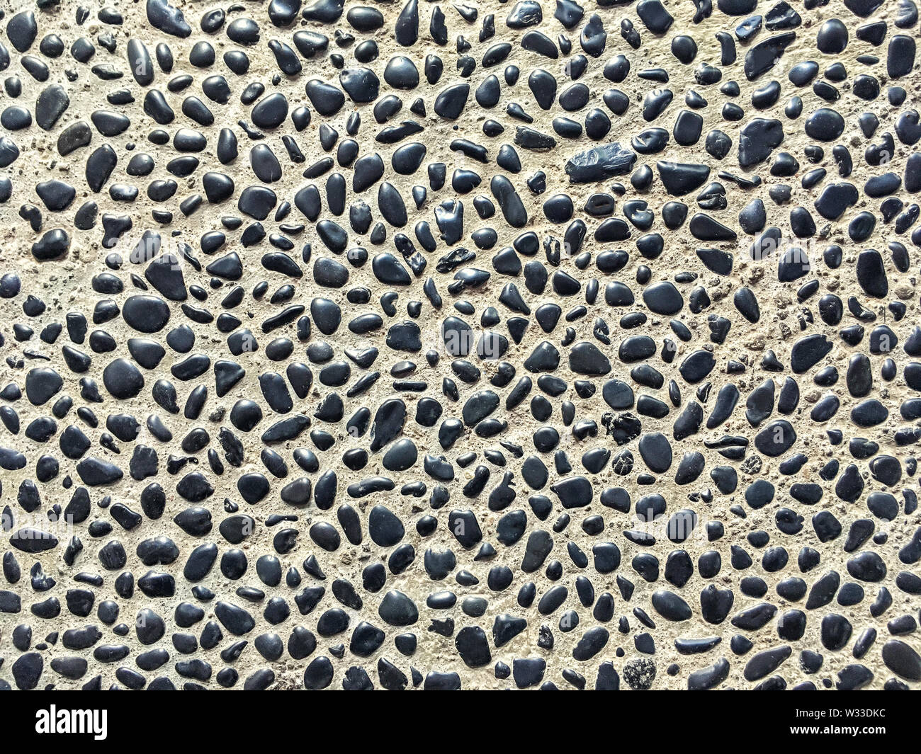Background From Little Stone Black And White Color Mosaic Floor
