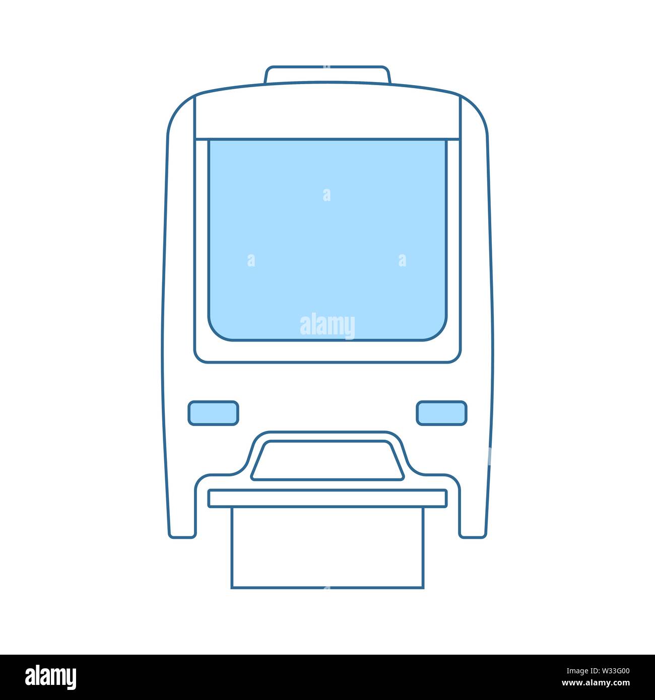 Monorail Icon. Thin Line With Blue Fill Design. Vector Illustration. Stock Vector