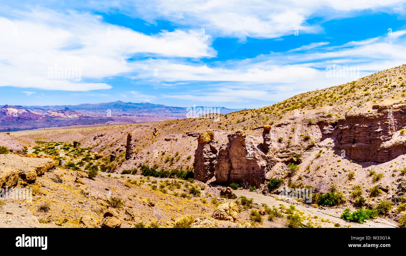 Rugged Mountains and Ravines in El Dorado Canyon, border of Nevada and ...