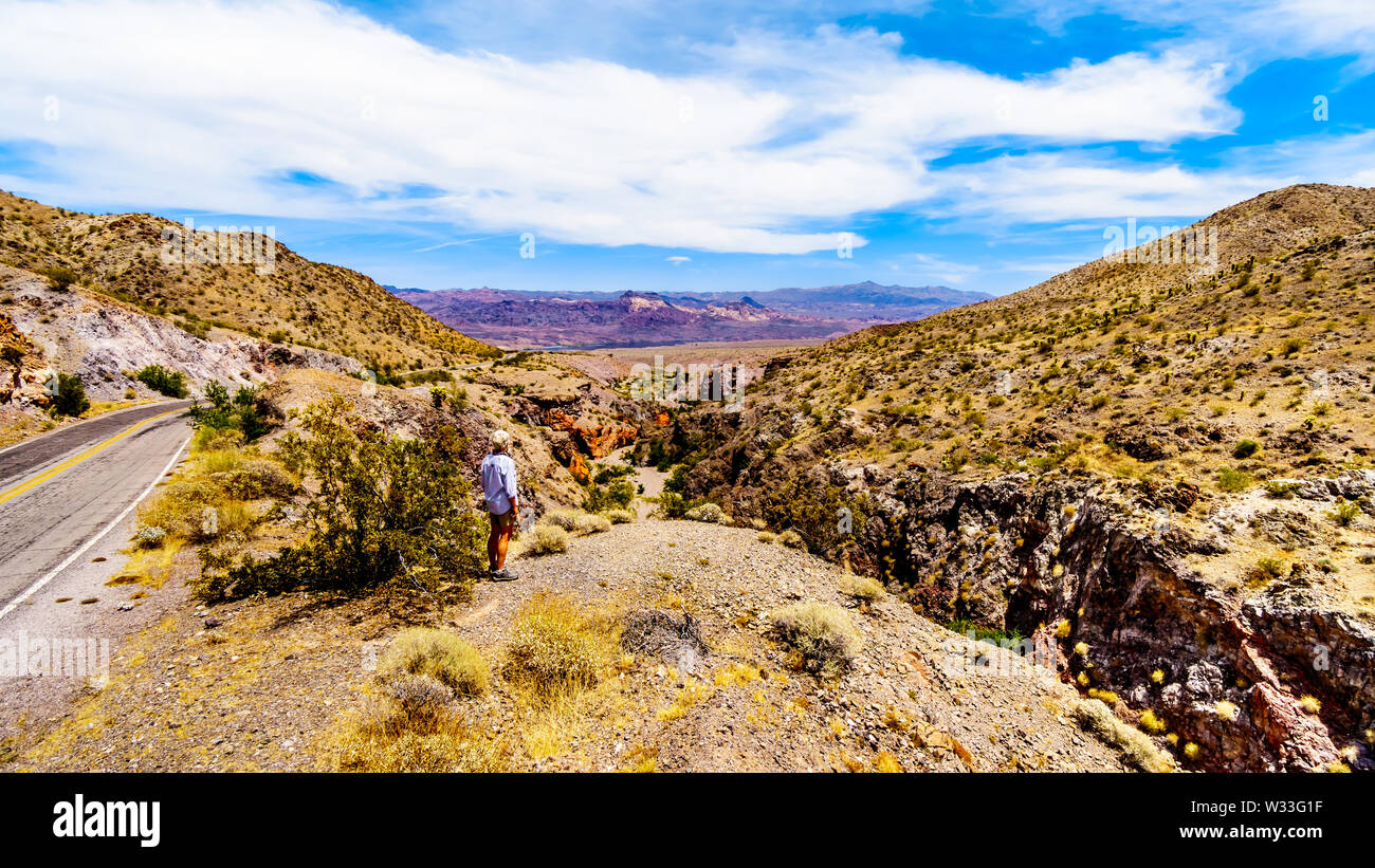 Rugged Mountains and Ravines in El Dorado Canyon, border of Nevada and
