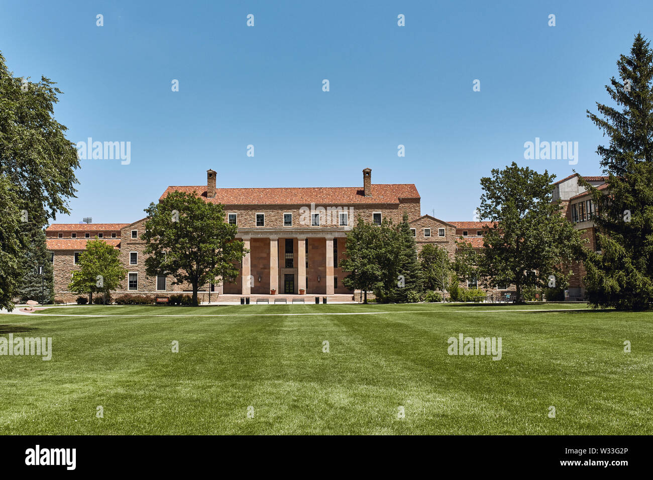 Boulder, Colorado - July 11th, 2019: Exterior of Norlin Library at the University of Colorado Boulder campus Stock Photo