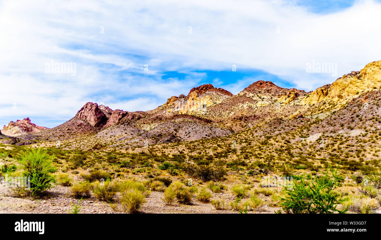 Rugged Mountains along Highway SR 165 into the El Dorado Canyon on the