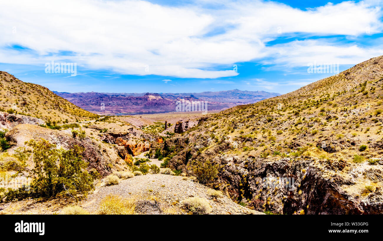 Rugged Mountains and Ravines in El Dorado Canyon, border of Nevada and