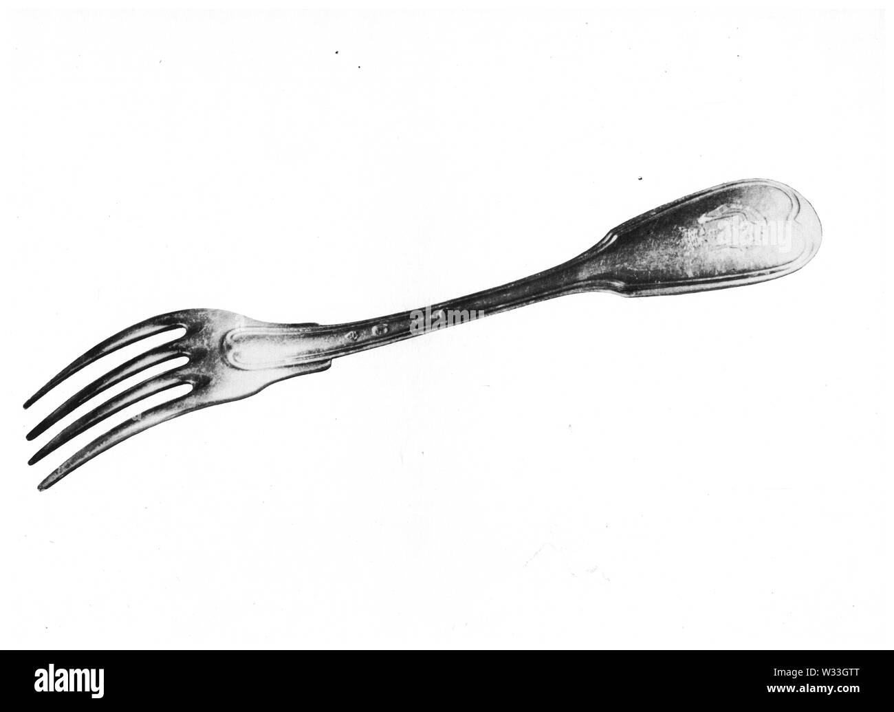 Fork. Picture used by trainers during literacy courses, Lyon, France Stock Photo