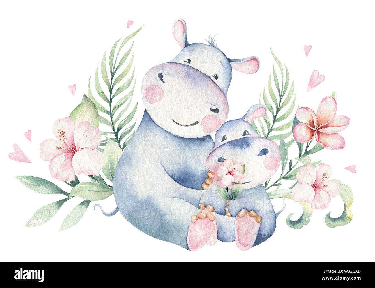 Hand Drawn Cute Isolated Tropical Summer Watercolor Hippo Animals Hippopotamus Baby And Mother Cartoon Animal Illustrations Jungle Tree Brazil Tren Stock Photo Alamy Hand Drawn Cute Isolated Tropical Summer Watercolor Hippo Animals Hippopotamus Baby And Mother Cartoon Animal Illustrations Jungle Tree Brazil Tren Stock Photo Alamy