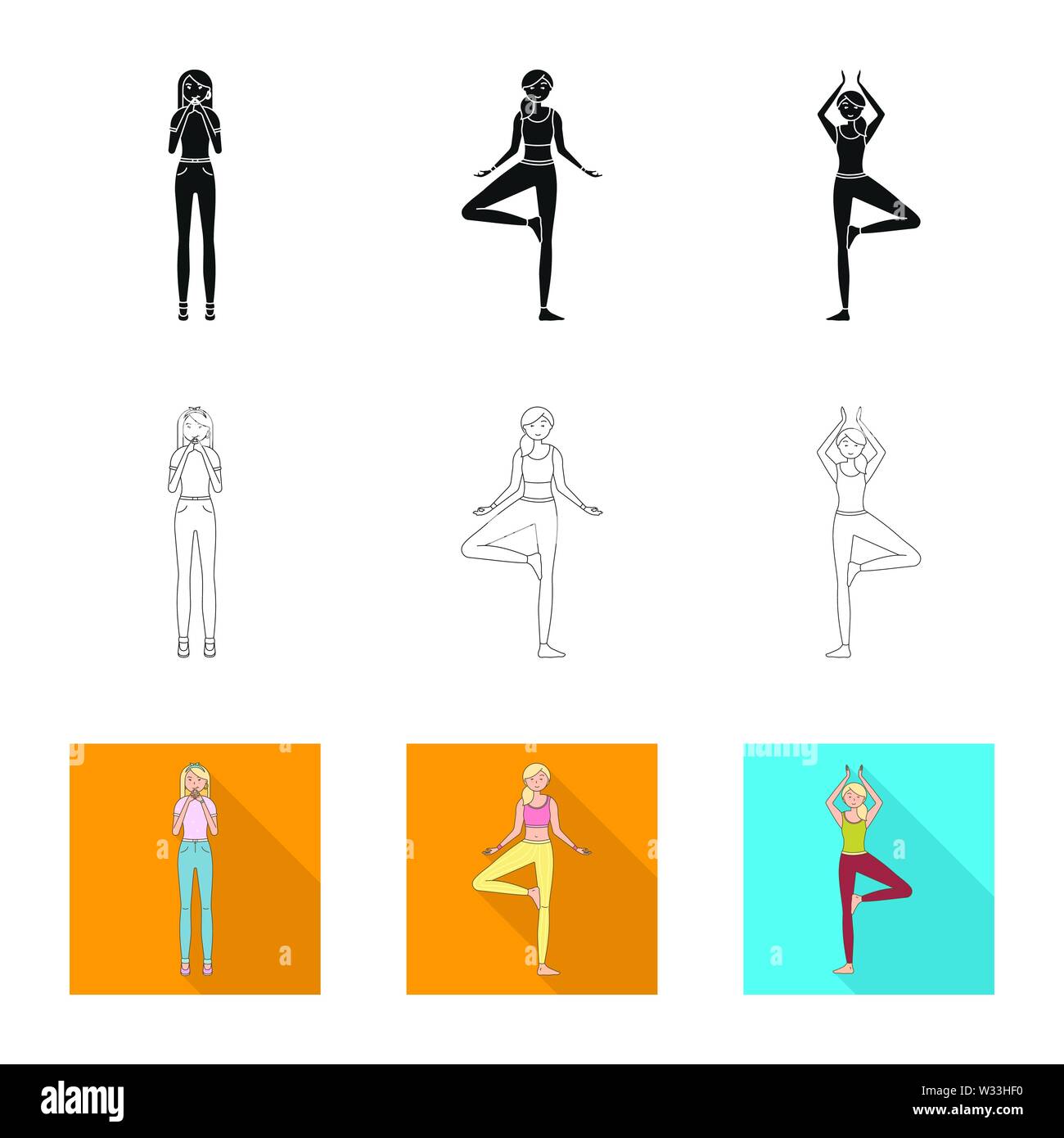 Isolated object of posture and mood icon. Collection of posture and ...