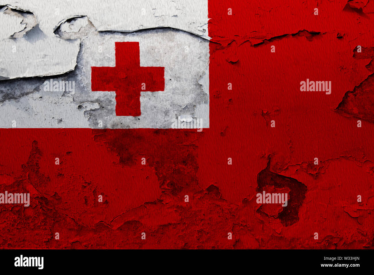 flag painted on the cracked grunge concrete wall Stock Photo - Alamy