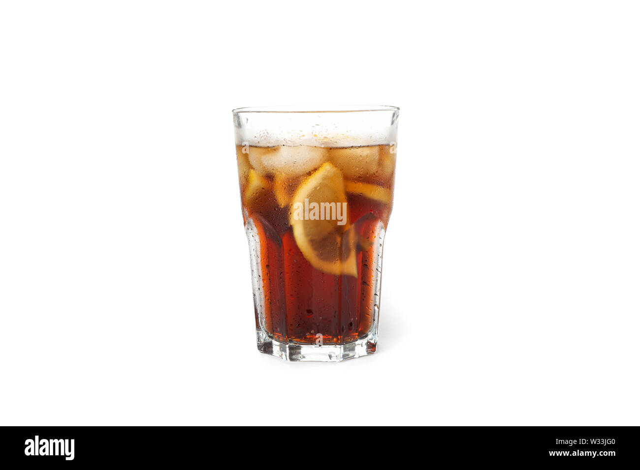 Glass of cold cola isolated on white background Stock Photo - Alamy