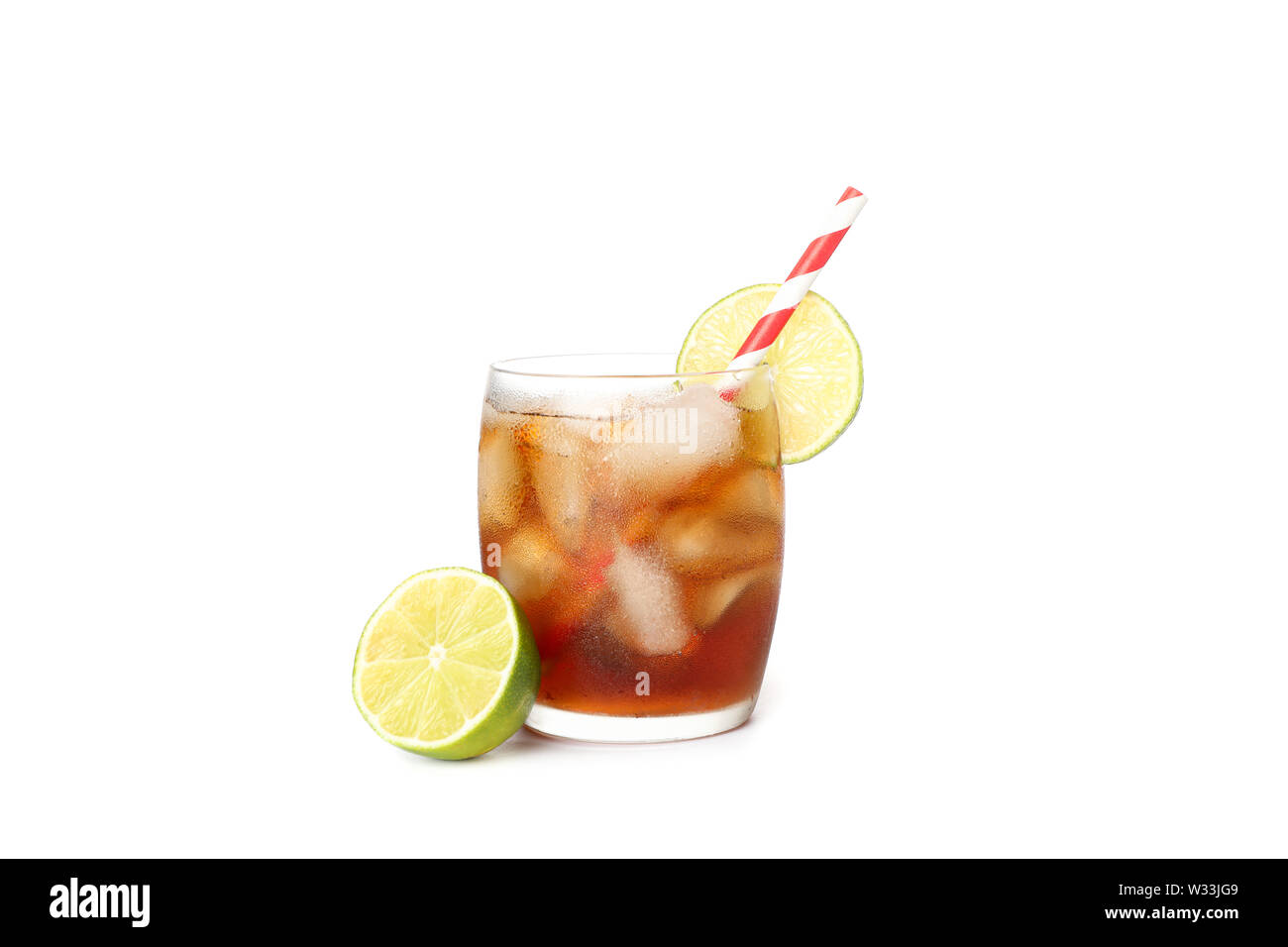 Glass of cold cola isolated on white background Stock Photo - Alamy