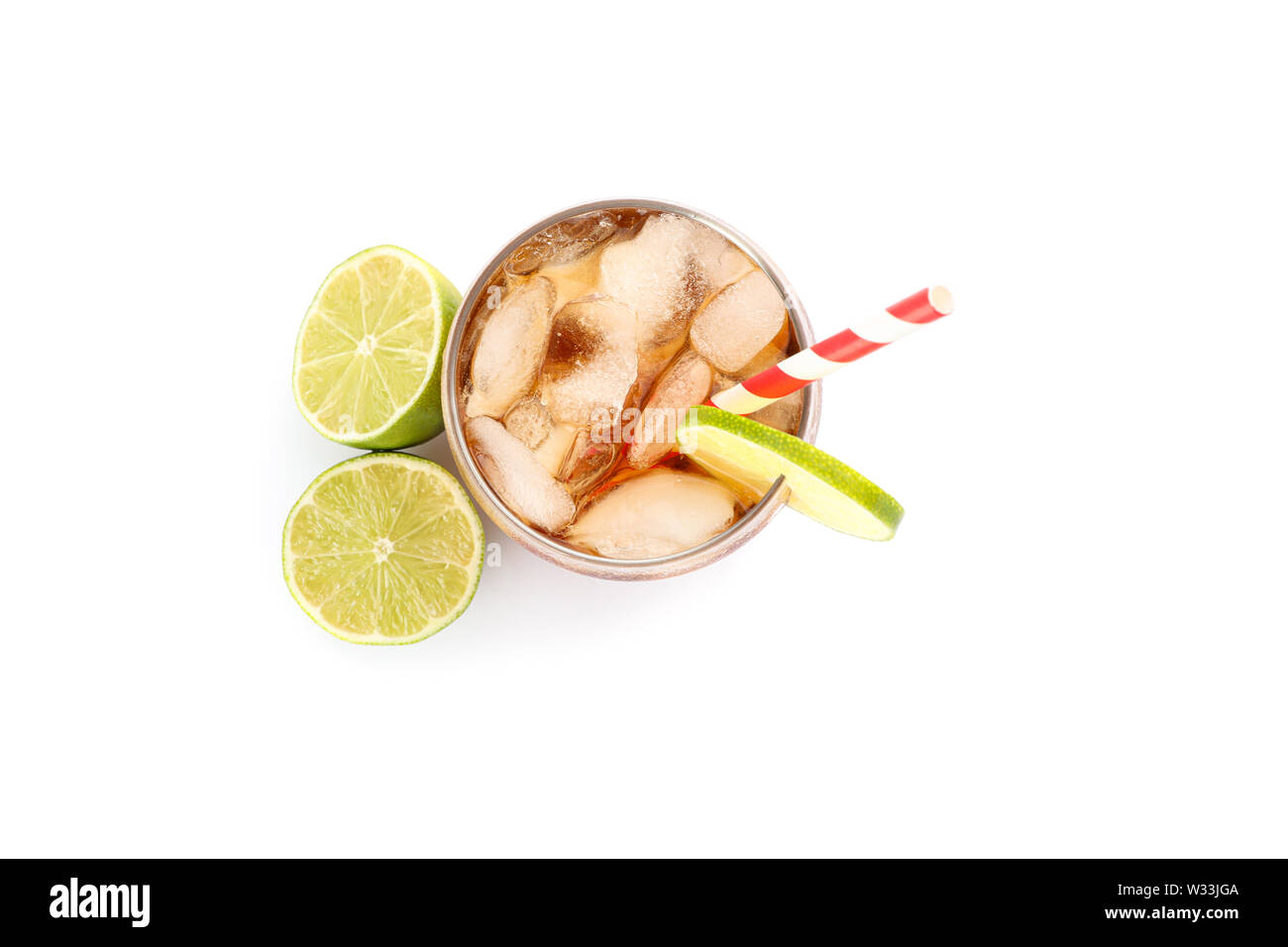 Glass of cold cola isolated on white background Stock Photo - Alamy