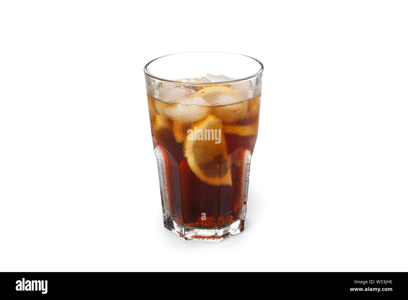 Glass of cold cola isolated on white background Stock Photo - Alamy