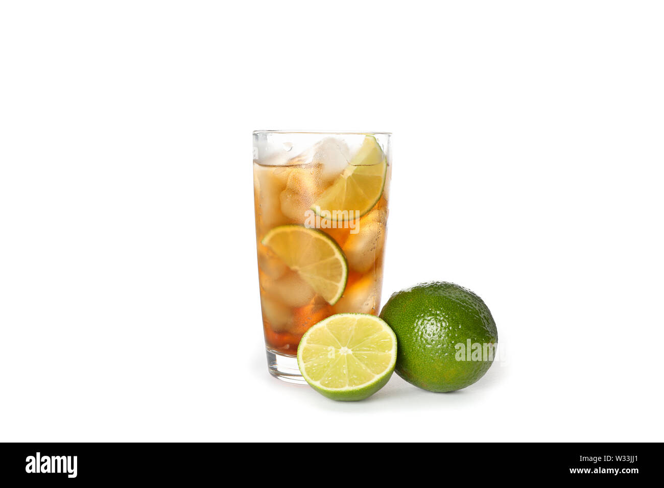 Glass of cold cola isolated on white background Stock Photo - Alamy