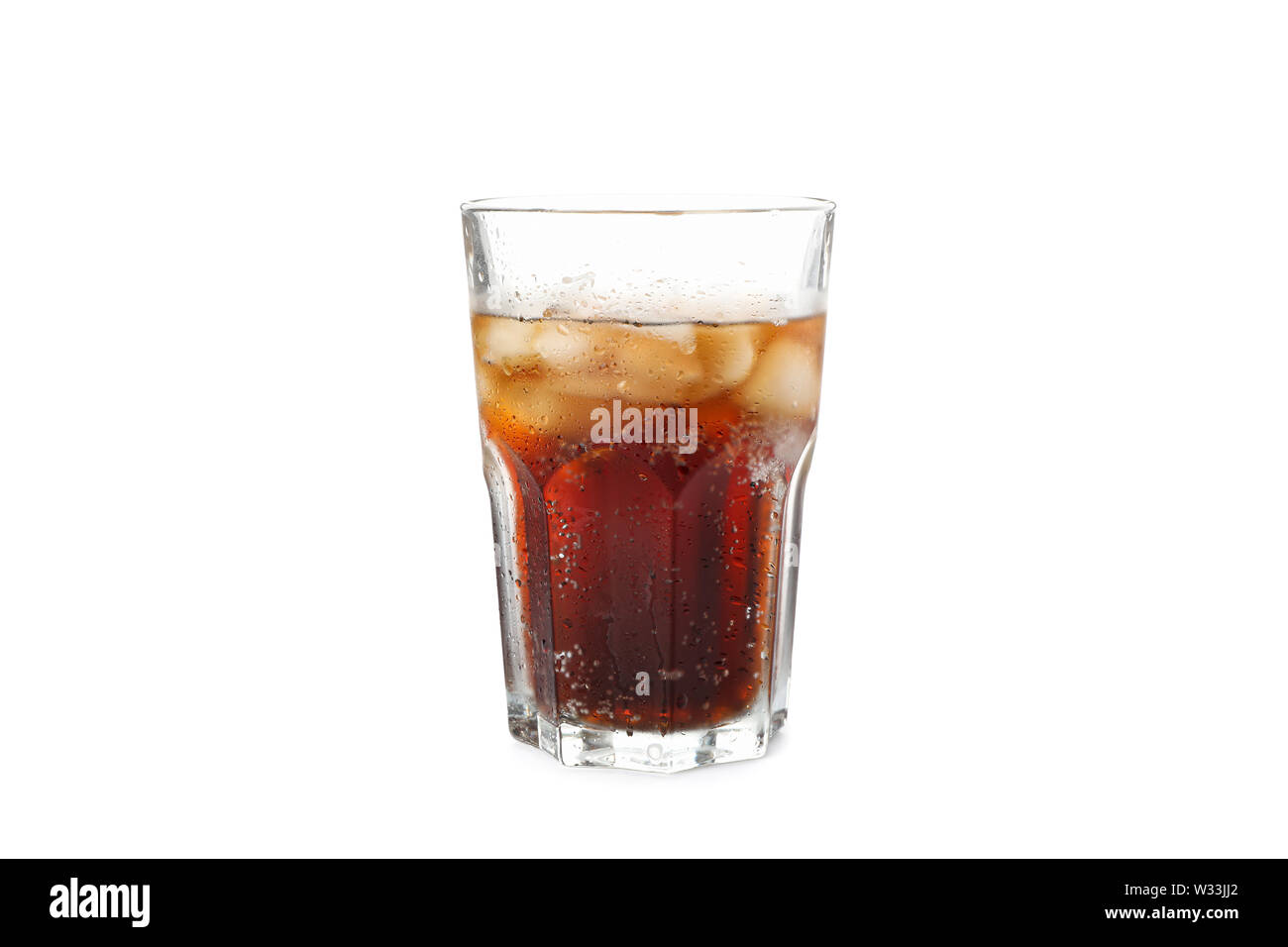 Glass of cola with ice isolated on white background Stock Photo - Alamy