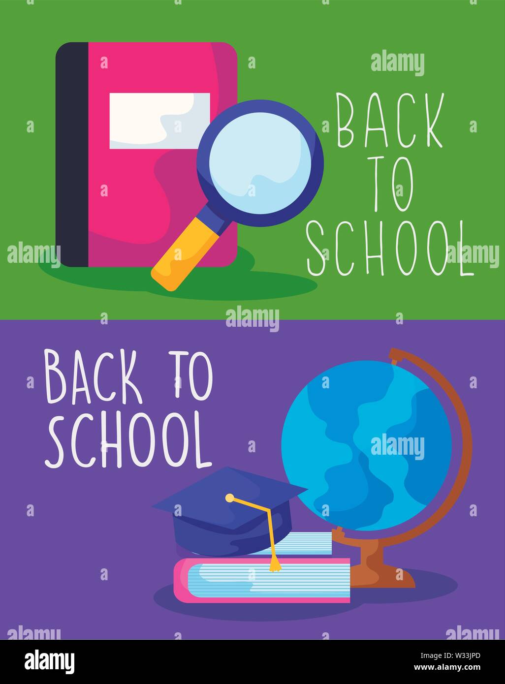 back to school with set supplies education vector illustration design ...
