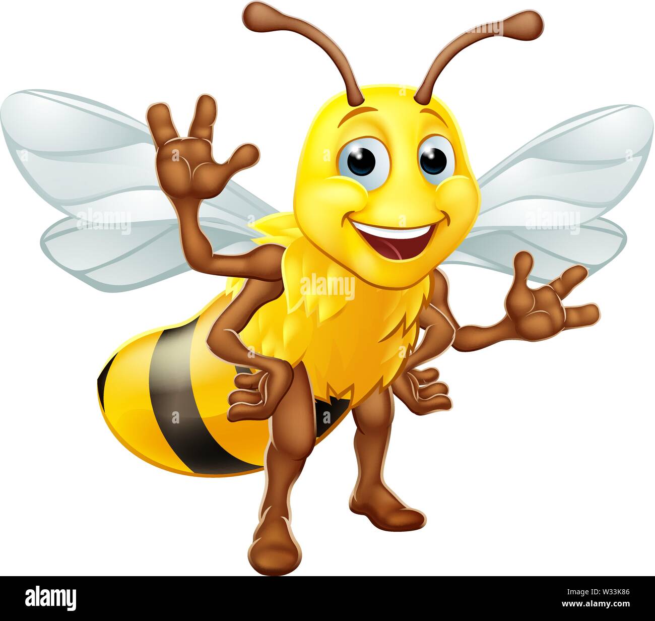 Bumble Honey Bee Bumblebee Cartoon Character Stock Vector