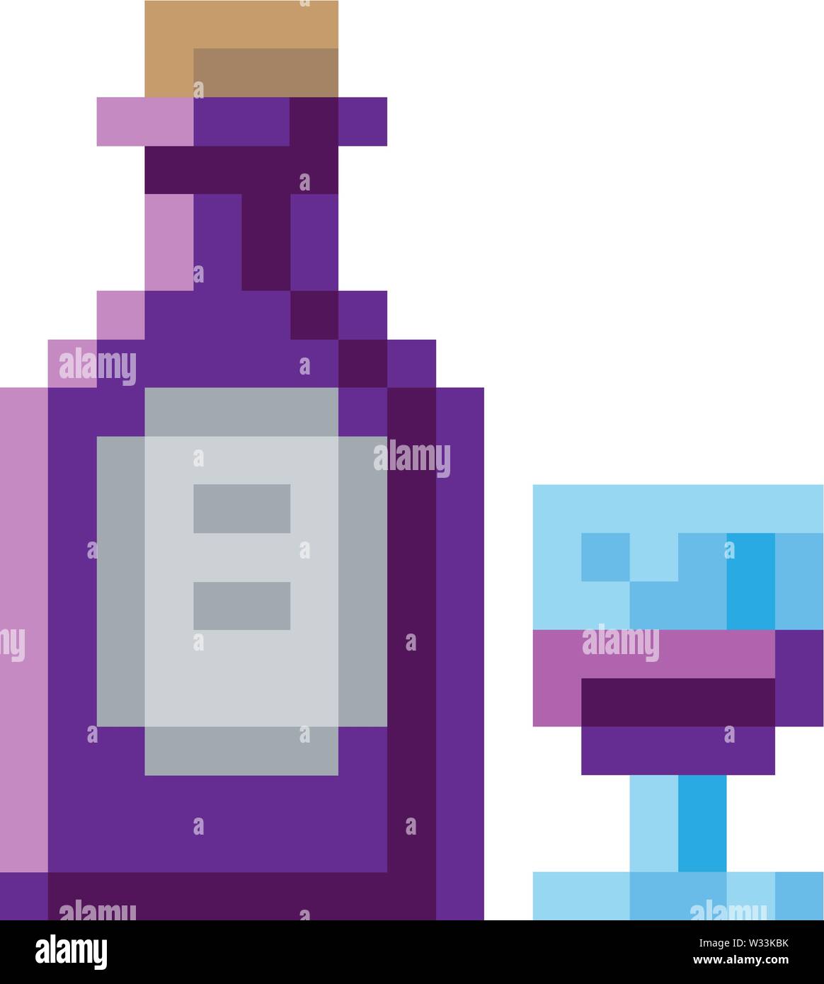 Wine Bottle Glass 8 Bit Video Game Art Icon Stock Vector Image Art Alamy