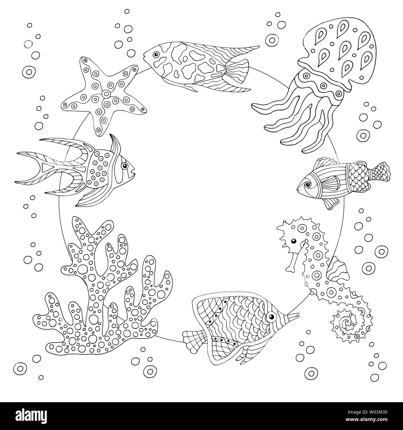 Mandala-child-fish-in-sea-2 - Mandalas Kids Coloring Pages