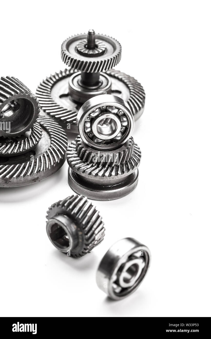 Gear metal wheels, isolated on white background Stock Photo - Alamy