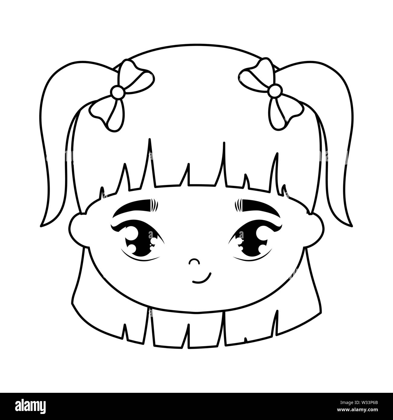head of cute little girl avatar character vector illustration design ...