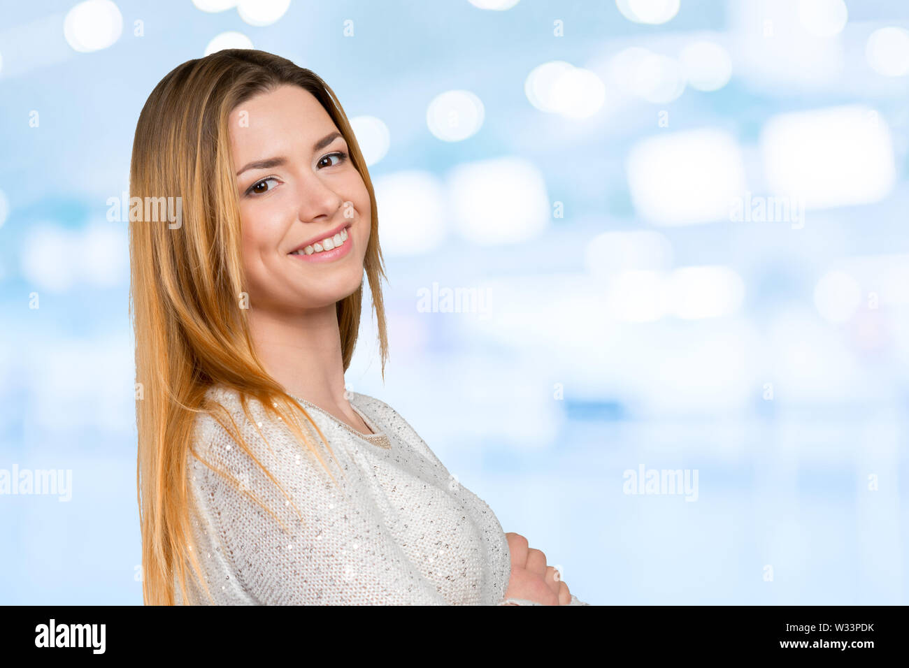 Portrait of happy smiling young beautiful woman Stock Photo - Alamy