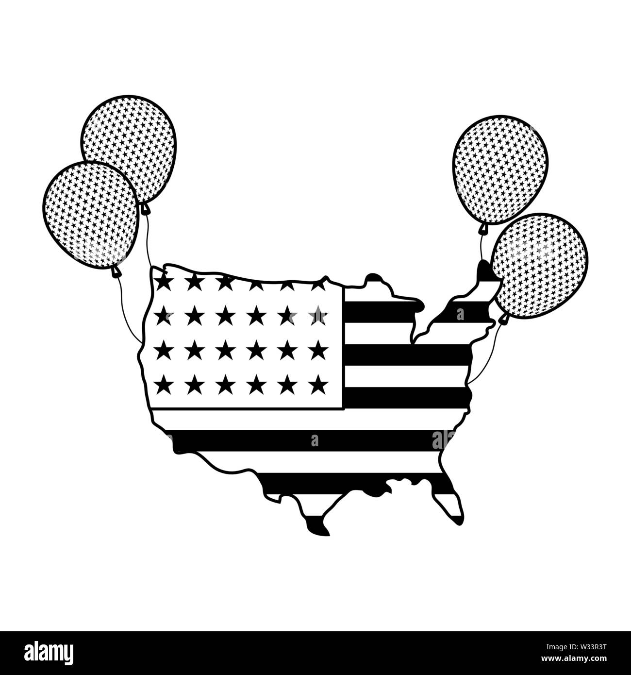 map with united state of american - Map With United State Of American Flag And Balloons Helium Vector Illustration Design W33R3T