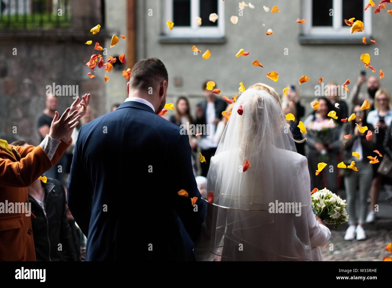 The bride and groom after the wedding ceremony Stock Photo Alamy