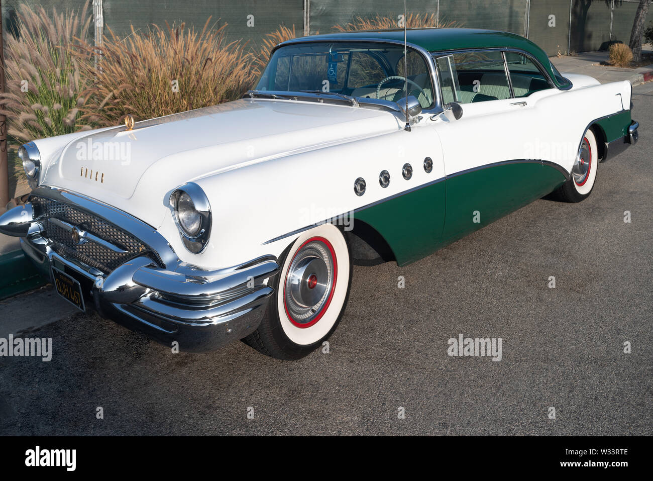 Image of a ca. 1955 Buick Roadmaster shown parked on October 13, 2016 in Pasadena. Stock Photo