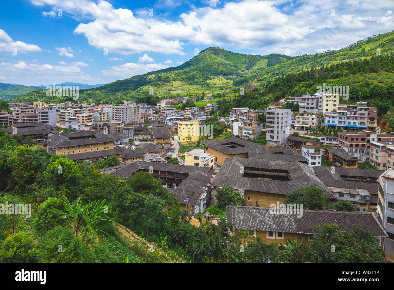 aerial view of the pentagon Tulou in fujian, china Stock Photo