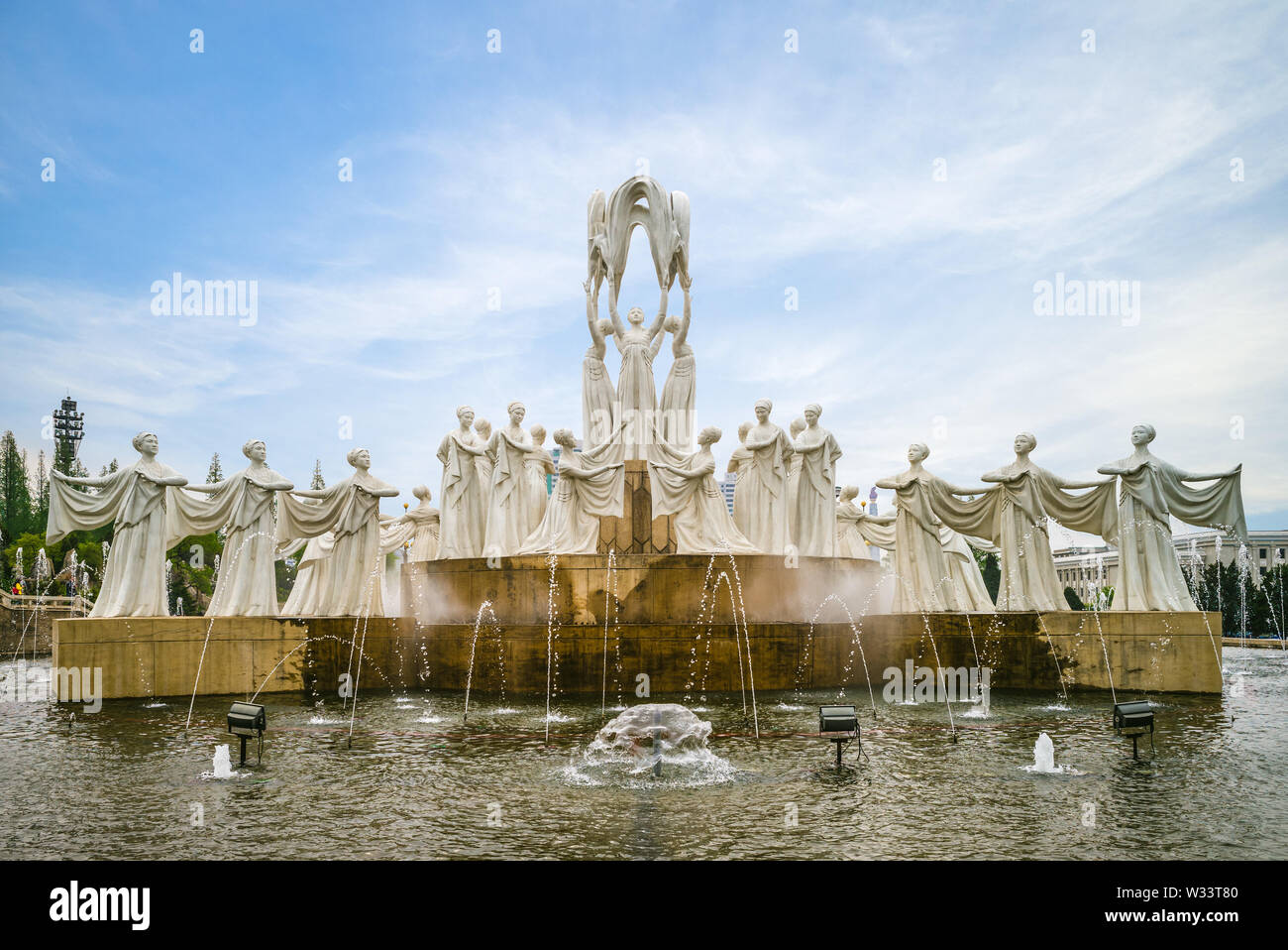 Mansudae Fountain Park at Pyongyang, North Korea Stock Photo