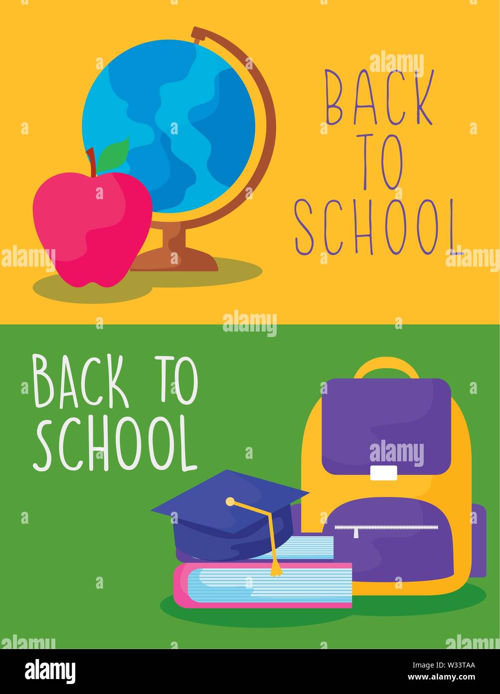 back to school with set supplies education vector illustration design ...