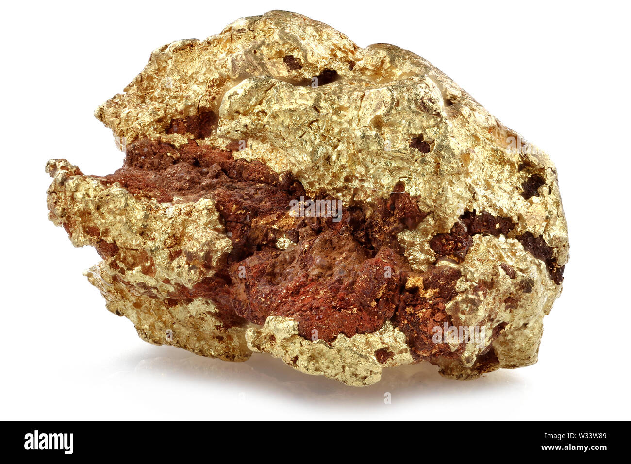 native 1.05 gram gold nugget from Kenieba District, Mali, Africa isolated on white background Stock Photo