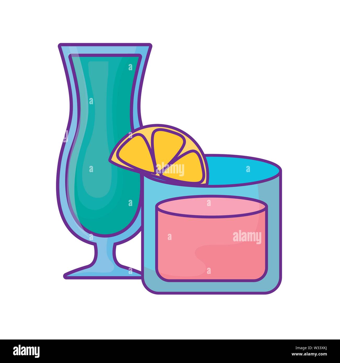set of fresh and delicious juices glass vector illustration design ...