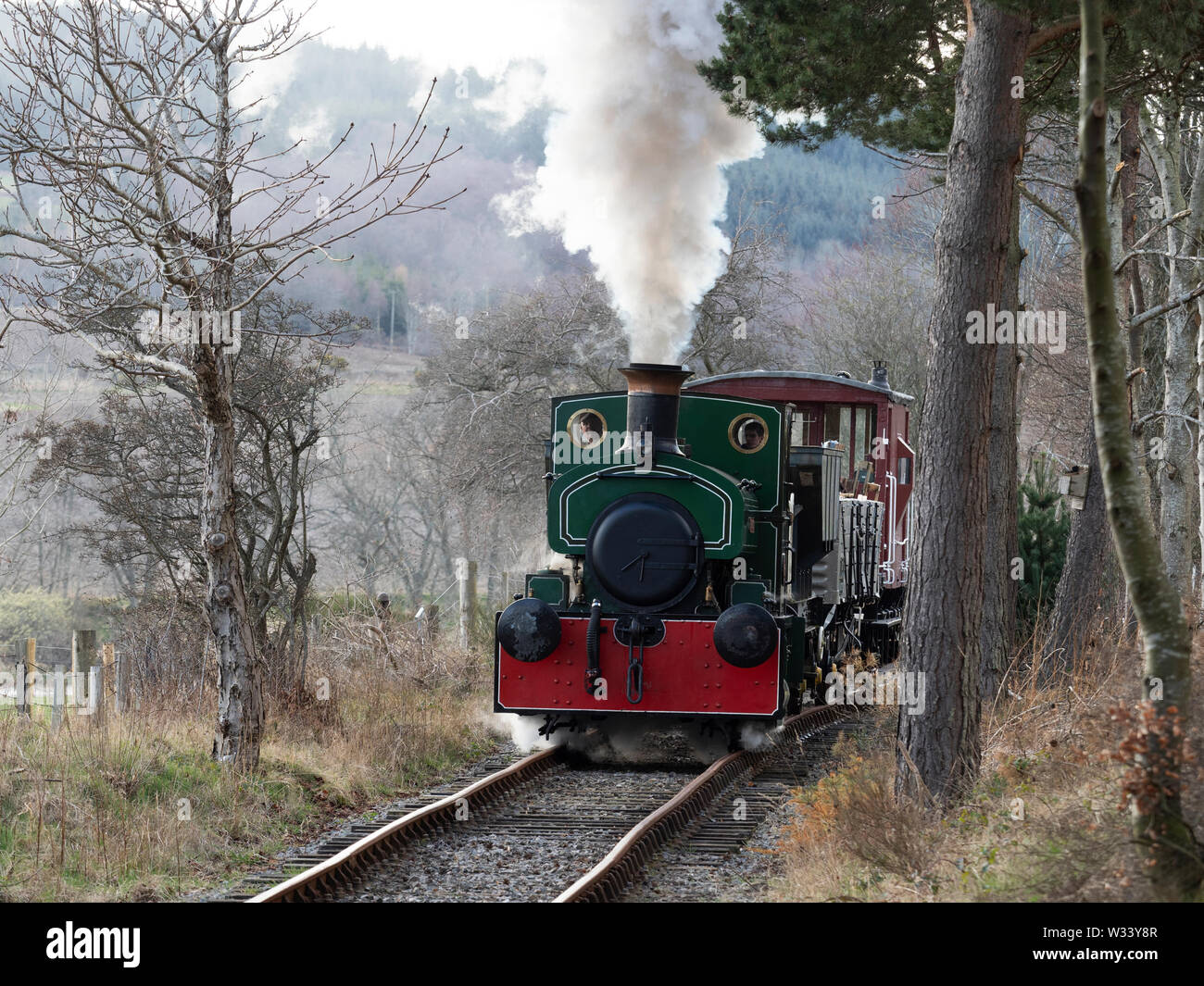 Restored steam engine (the Bon-Accord) running on a section of the ...