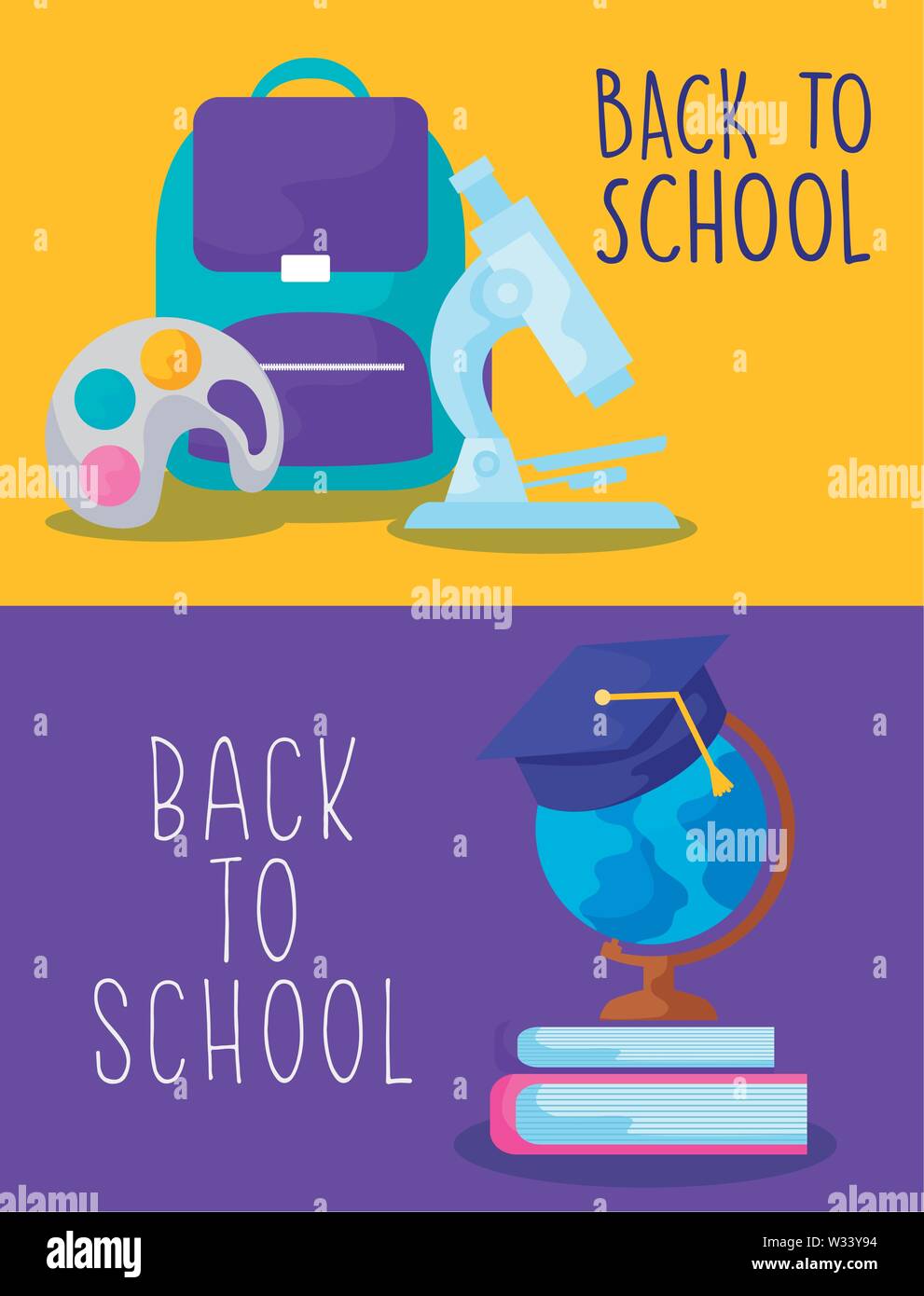 back to school with set supplies education vector illustration design ...