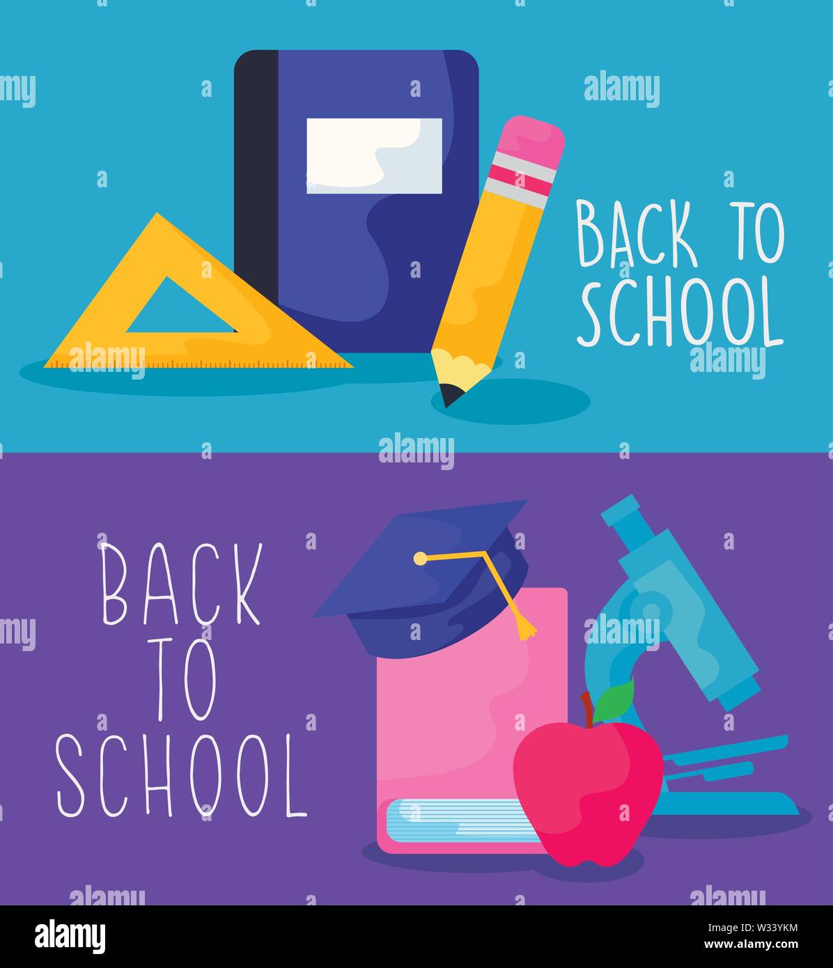 back to school with set supplies education vector illustration design ...